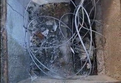 Nid de frelons asiatiques retiré d'une plaque télécom encastrée au sol, Aussillon (81)